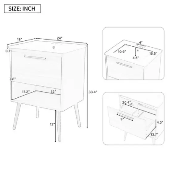 24" Bathroom Vanity with Sink Combo, Multi-functional Bathroom Cabinet with Drawer, MDF Board image {6}