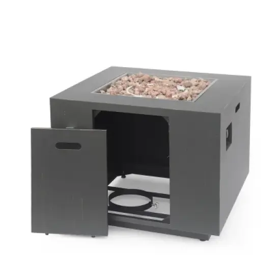 Wellington 33" Square Iron Gas Fire Pit - Brushed Brown - Christopher Knight Home image {7}