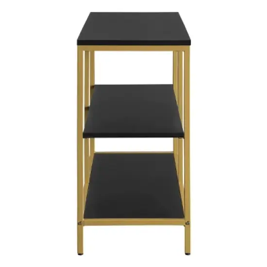 30" Modern Life Double 3 Shelves Bookcase Credenza Black - OSP Home Furnishings image {2}