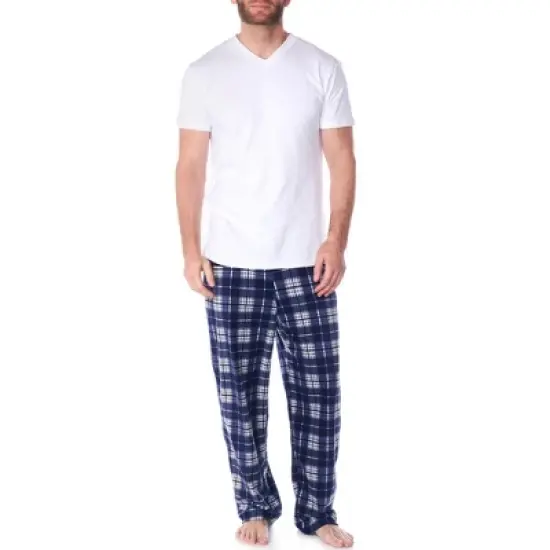 Alpine Swiss Mens Pajama Set Cotton Shirt and Polar Fleece Pants with Pockets image {9}
