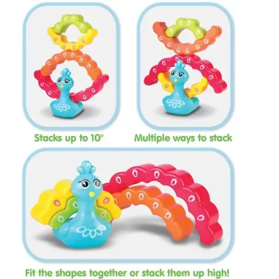 Kidoozie Rainbow Peacock Stacker, Many Ways to Stack, Colorful and engaging play, Easy to grasp, For Ages 12 months and up image {4}