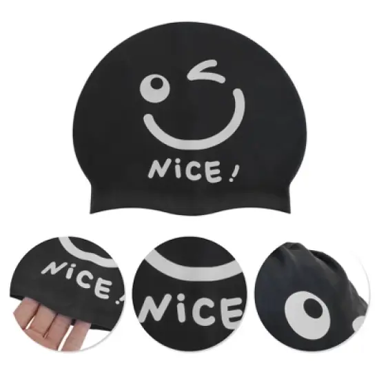 Unique Bargains Silicone Funny Face Swim Cap 1 Pc image {2}