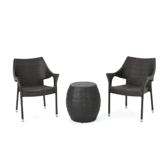 Pierce 3pc Wicker Chat Set - Multibrown - Christopher Knight Home image {1}