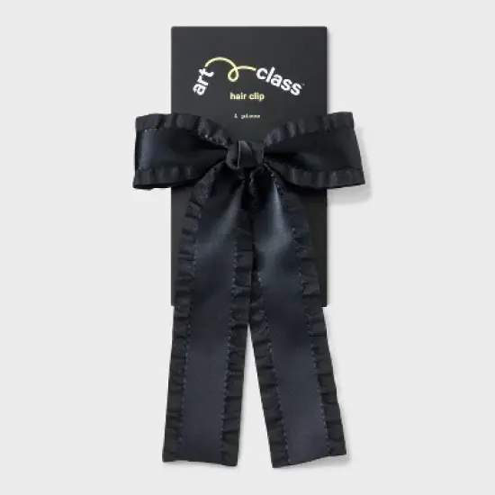 Girls' Ruffled Edge Satin Bow Clip - art class&trade; image {1}