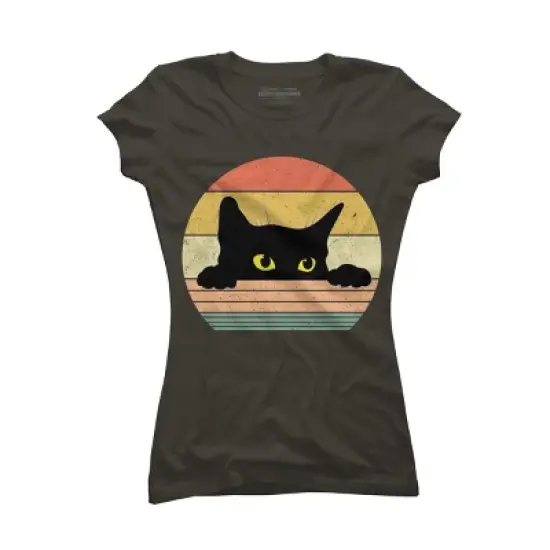 Junior's Design By Humans Cat Tee Retro Style By MeowShop T-Shirt image {6}