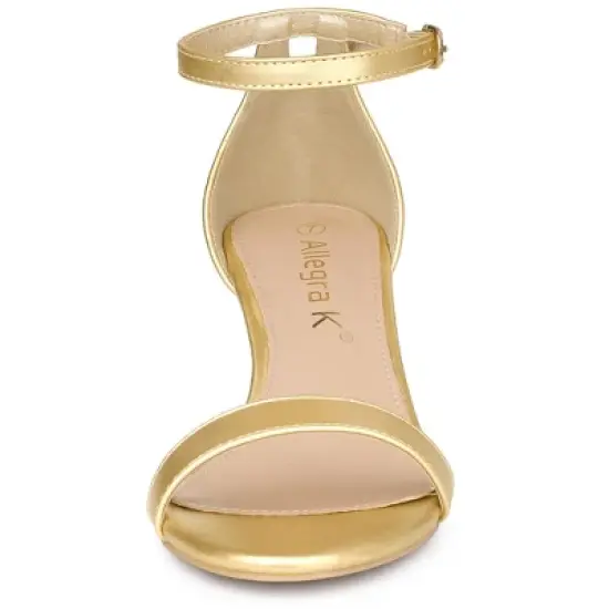 Allegra K Women's Ankle Strap Low Wedge Clear Heels Sandals image {2}