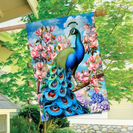 Briarwood Lane Summer House Flag 40x28 For Outdoor Fancy Peacock For Summer House Flag image {2}