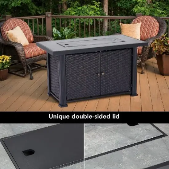 44 Inch Propane Fire Pit Table, 50000BTU Rectangle Fire Table with Cover & Rain Cover, Sturdy Steel and Iron Fence Surface, CSA Safety Certified image {4}