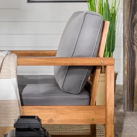 Galia 2pc Square Leg Acacia Wood Chair and Ottoman with Cushions - Brown - Saracina Home image {10}