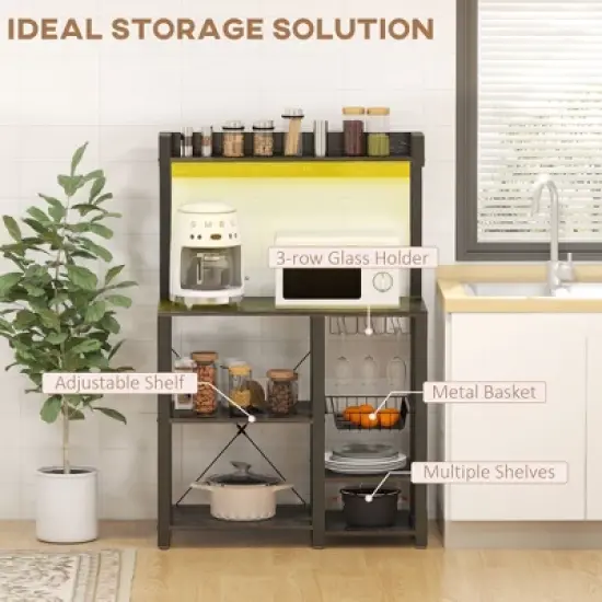 MOEPISY Gray Bakers Racks for Kitchens with Storage image {1}