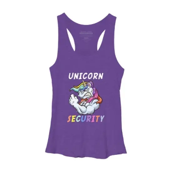 Women's Design By Humans Halloween Dad Mom Daughter Adult Costume - Unicorn Security By MINHMINH Racerback Tank Top image {5}