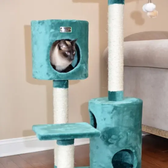 Armarkat Real Wood Cat Tree Condo House With 2 Private Condos 43" Green A4301 image {5}