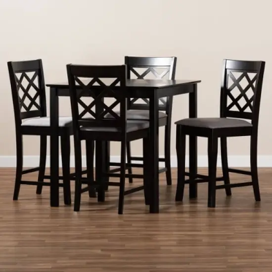 5pc Alora Espresso Wood - Baxton Studio image {2}