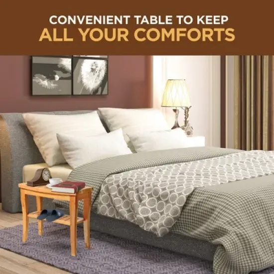 Bamboo Shower Bench, With Storage Shelf for Indoor or Outdoor Use Dimension: 10" x 19" x 18" image {4}