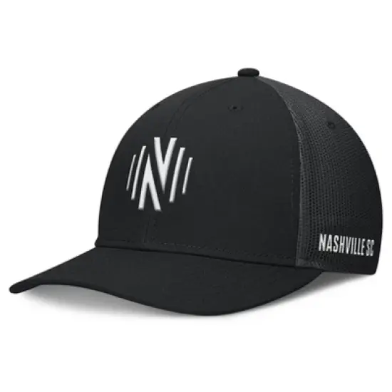 MLS Nashville SC Black Structured Mesh Back Hat: Cotton, Snap Closure, Tagless Design image {4}