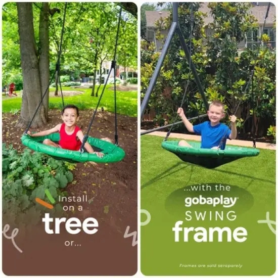 gobaplay Round Platform Tree Swing with Adjustable Polyethylene Rope image {4}