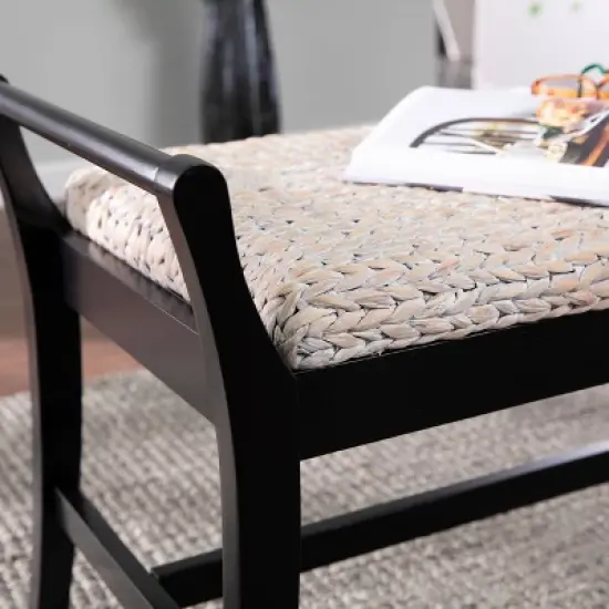 Trentwood Coastal 44.25" Water Hyacinth Bench Whitewashed/Black - Aiden Lane image {5}