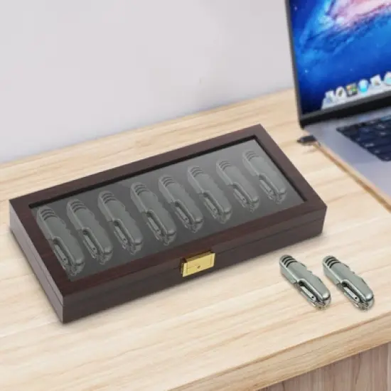 YIYIBYUS Knife Display Case Knife Case Box Storage for 8 Pocket Knives with Glass Window image {1}