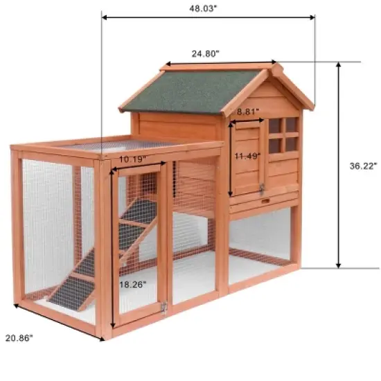 Gulches Easily-assembled wooden Rabbit house Chicken coop kennels,Light Brown image {3}