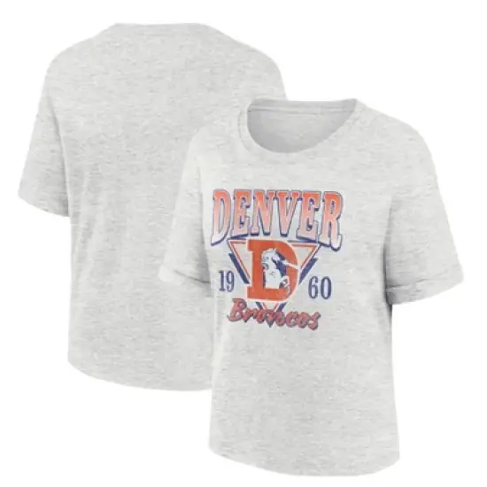 NFL Denver Broncos Women's Oatmeal Heather Rolled Sleeve T-Shirt image {2}