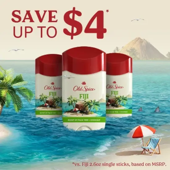 Old Spice Men's Antiperspirant & Deodorant - Fiji with Palm Tree - 2.6oz/3pk image {8}