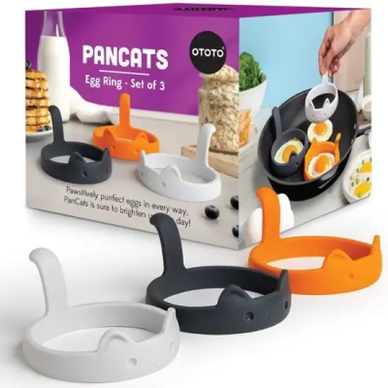Ototo 3pc Pancats Egg Rings Silicone Pancake and Egg Cooker Set image {1}