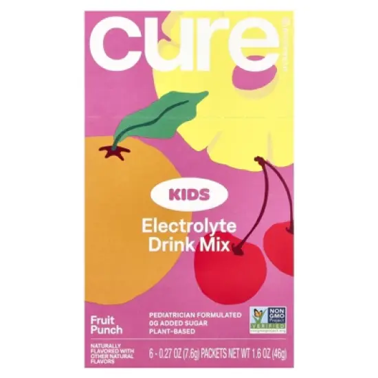 Cure Hydration Kids, Electrolyte Drink Mix, Fruit Punch, 6 Packets, 0.27 oz (7.6 g) Each image {5}