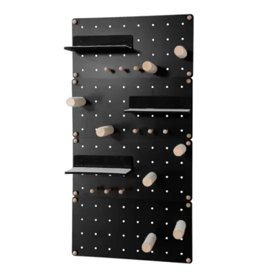 DOMETOUR Wall-Mounted Cat Shelves Floating Cat Tree on Pegboard with Sisal Scratching Posts, jumping Platforms, Hanging Poles, Black image {3}