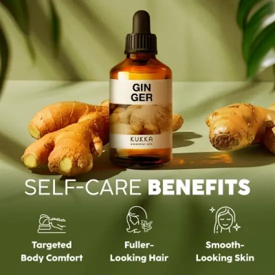 KUKKA Ginger Essential Oil (4 Fl Oz / 118 ml) for Hair Skin & Massage image {2}