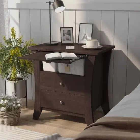 Banbridge 2 Drawer Nightstand with Open Shelf Espresso - HOMES: Inside + Out image {4}