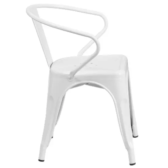 Emma and Oliver Commercial Grade Colorful Metal Indoor-Outdoor Chair with Arms image {7}