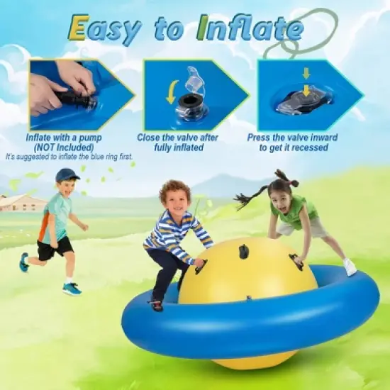 Costway 7.5 FT Inflatable Dome Rocker Bouncer with 6 Handles Fun Outdoor Game for Kids image {6}