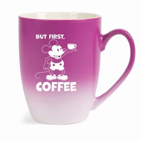 Elanze Designs But First Coffee Two Toned Ombre Matte 10 ounce New Bone China Coffee Tea Cup Mug, Pink and White image {5}