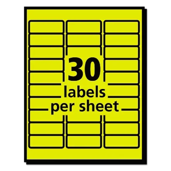 Avery High-Visibility Permanent ID Labels Laser 1 x 2 5/8 Asst. Neon 450/Pack 5979 image {4}