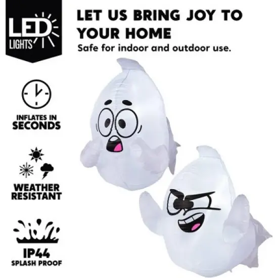 Joyfy 2 Packs Halloween Inflatable Ghost Outdoor Decoration, 2.6 FT Tall Scary Ghost Broke Out from Window for Halloween Outdoor Yard Garden Decor image {2}