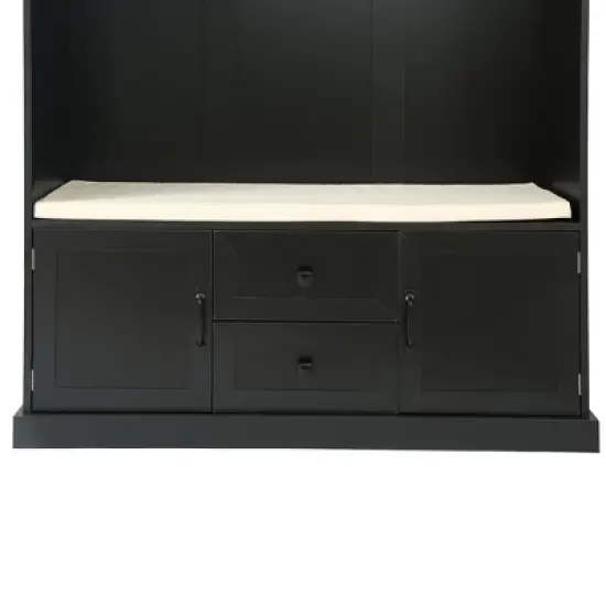 TiramisuBest 3-in-1 Hall Tree with Cushion,3 Hooks & Storage,Entryway Bench with Drawers and Cabinets,47.2" Wide,Black,Ideal for Hallway Organization image {7}