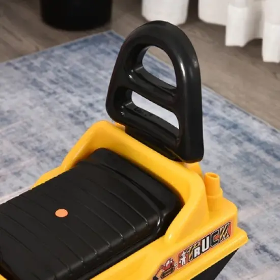 HOMCOM NO POWER Ride On Excavator Toy Tractors Digger Movable Scooter Walker Pretend Play Toddler Construction Truck Basket Storage Yellow image {5}