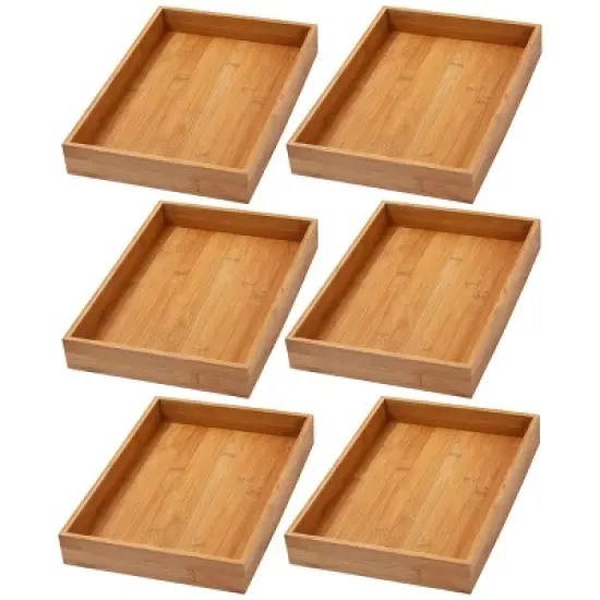 YBM HOME Bamboo Drawer Organizer Storage Box for Kitchen Drawer, Junk Drawer, Office, Bedroom, Children Room, Craft, Sewing, and Bathroom, Pack of 6 image {8}