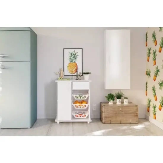 Compact Fruit Cabinet with 3 Baskets White - Polifurniture image {3}
