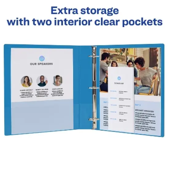 Avery Durable 3 Ring Binder, 1 Inch Slant Rings, 3 Blue Binders (27251) image {3}