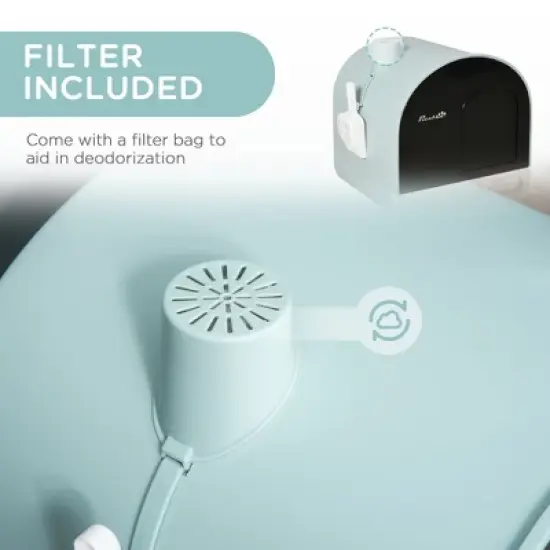 FURNIinspire Pet Training Pads And Potties Indoor Covered Litter Box, Self Cleaning Litter Box With Tray, Scoop, Filter, Green, 17.25"*17"*18.5" image {4}