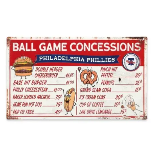 MLB Philadelphia Phillies Baseball Concession Metal Sign Panel image {4}
