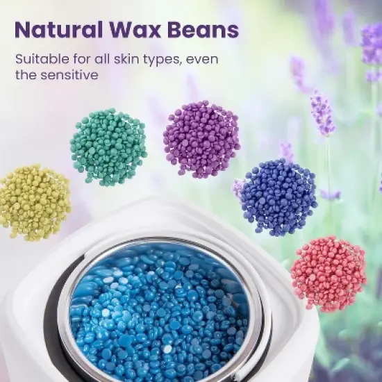 Heynemo Waxing Kit, Brazilian Wax Warmer for Hair Removal with 5 Bag Hard Wax Beads, Digital Display Melt Warmer Kit for Women Men Full Body, White image {4}