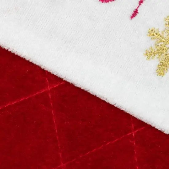Northlight 19" Quilted Red Velvet HO! HO! HO! Embroidered Christmas Stocking image {5}