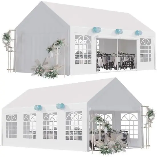 Party Tent, Outdoor Wedding Event Shelters, Heavy Duty Steel Canopy with Removable Sidewall Windows for Commercial and Parties image {8}