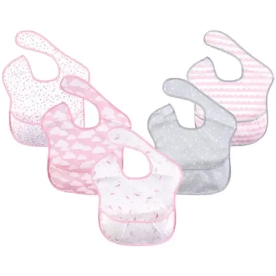 Hudson Baby Infant Girl Waterproof Polyester Bibs 5pk, Magical Unicorn image {3}