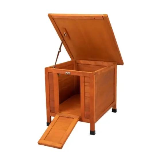 DOMETOUR Modern Wooden Rabbit Cat Dog Hutch, Indoor/Outdoor Retreat House with Openable Roof for Small Pets, Weatherproof image {1}