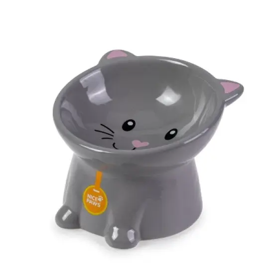 Nice Paws Tilted Cat Bowl Gray - 5 inch image {1}