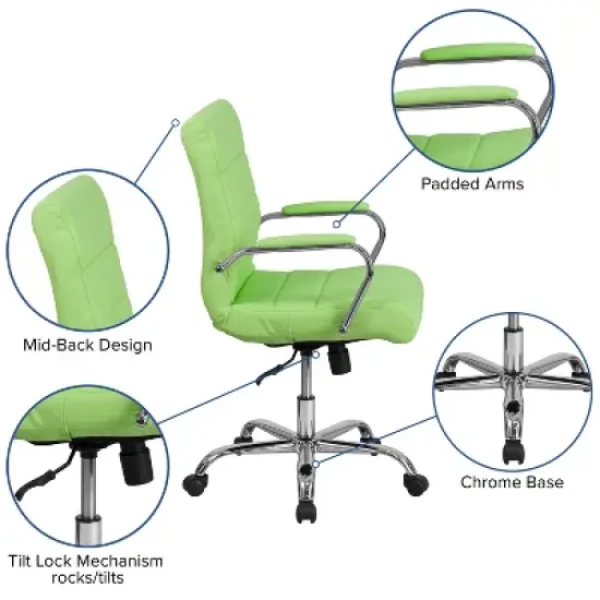 Flash Furniture Mid-Back Vinyl Executive Swivel Office Chair with Chrome Base and Arms image {2}