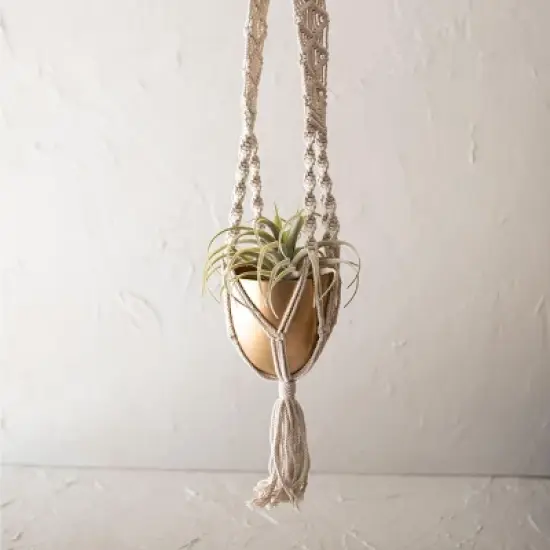 Macrame Hanging Planter Cotton & Metal - Foreside Home & Garden image {1}